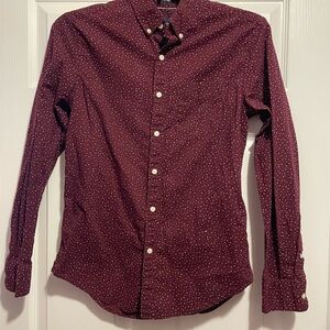 American Eagle Outfitters Maroon Polka Dot Shirt